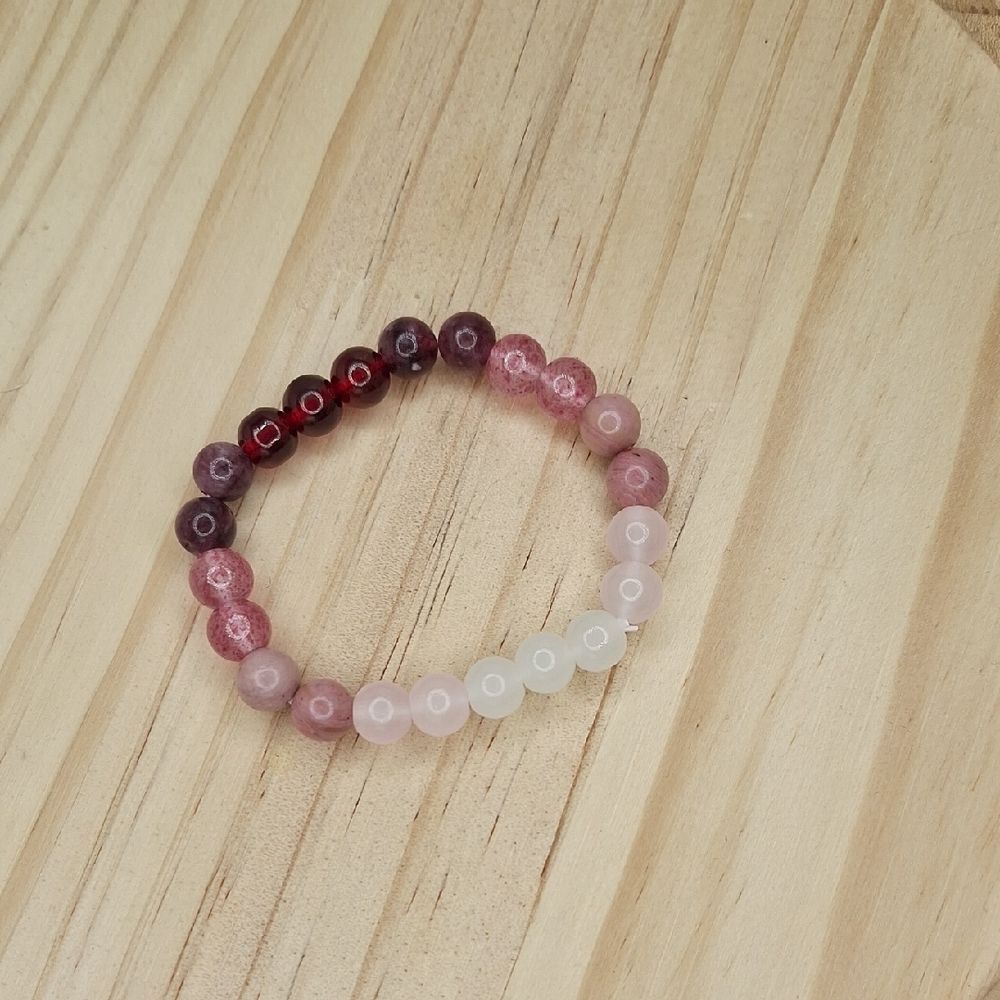 glass stone Pink and White Beaded Bracelet